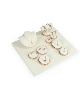Luxury Off White Velvet Gold Metal Jewelry Display Sets For Sale