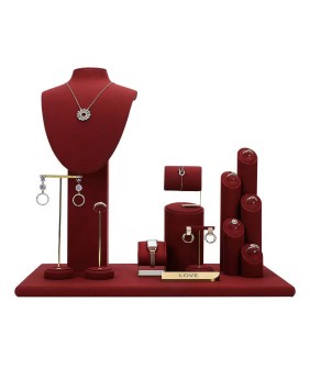 Kits populares de exibição de joias de veludo vermelho