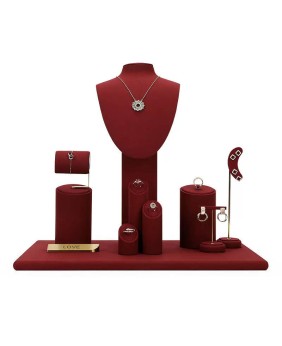 Conjuntos de exhibición de escaparate de joyería de terciopelo rojo populares