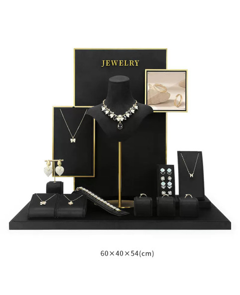 Conjunto de exhibición de joyas de terciopelo negro de alta gama popular a la venta