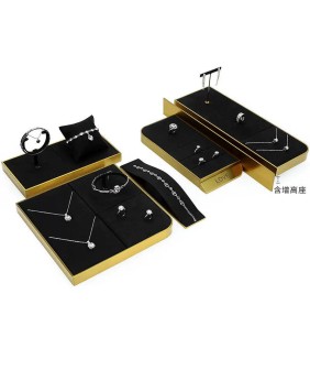 Goud metaal zwart fluwelen sieraden vitrine display lade sets verkoop