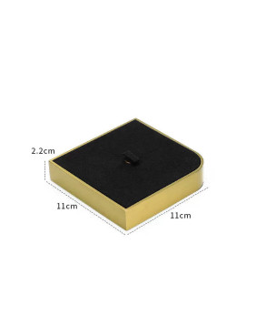 Luxury Gold Trim Black Velvet Jewelry Ring Display Tray