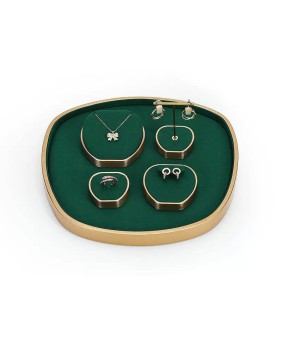 Luksusowe złote, metalowe, zielone aksamitne zestawy biżuterii Wyprzedaż