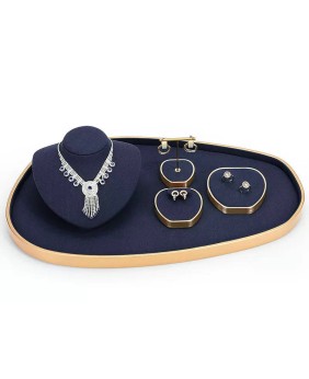 Penjualan Set Tampilan Perhiasan Logam Emas Beludru Angkatan Laut Baru