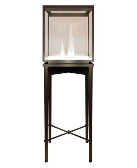 Commercial Retail Floor Standing Locking Black Glass Top Jewelry Display Showcases