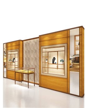 High End Wooden Jewelry Store Lighted Wall Display Case 