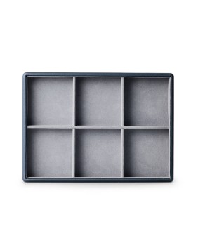 Luxuriöse Präsentationstabletts aus grauem Samtgitter zum Verkauf
