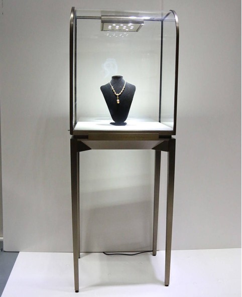 Commercial Custom Retail Free Standing Tempered Glass Jewellery Display Showcase