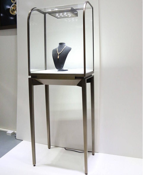 Commercial Custom Retail Free Standing Tempered Glass Jewellery Display Showcase