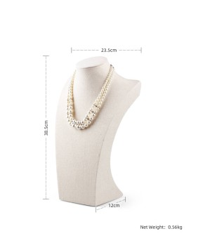 Luxury Linen Jewelry Necklace Display Bust