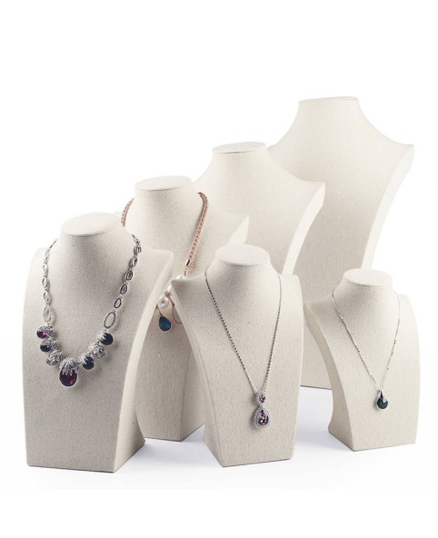 Luxury Linen Jewelry Necklace Display Bust