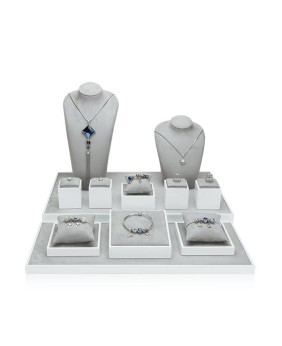 Luxury Grey Velvet Jewelry Showcase Display Sets
