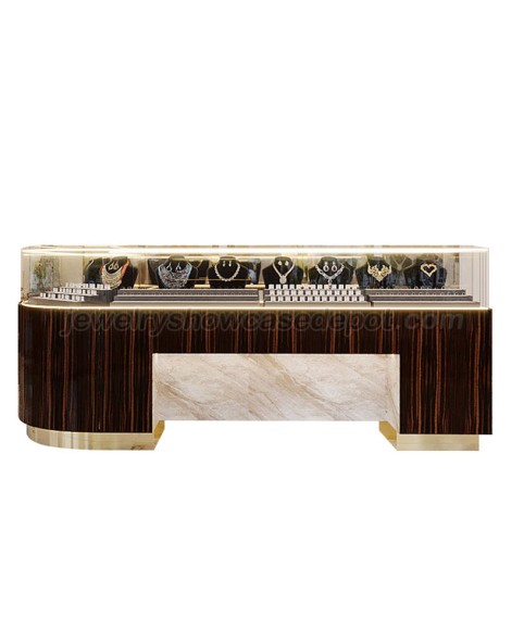 Luxury Custom Wooden Glass Jewellery Showroom Counter Display