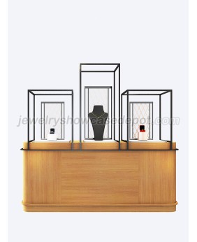 Luxury Glass Wooden Countertop Jewelry Display Cases For Sale