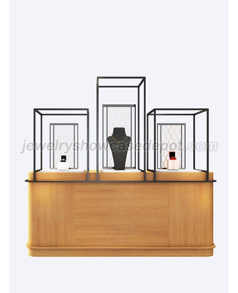 Vitrines de bijoux de comptoir en bois en verre de luxe à vendre