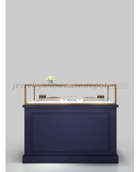 Luxury Navy Blue Wooden Jewellery Display Counter For Sale