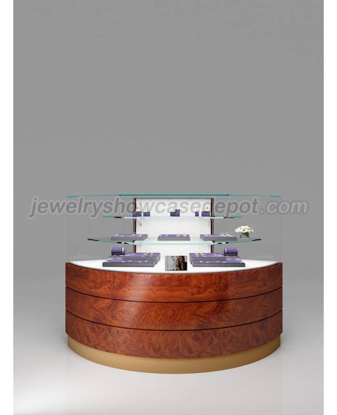 Vitrine de joias de madeira redonda de luxo para venda