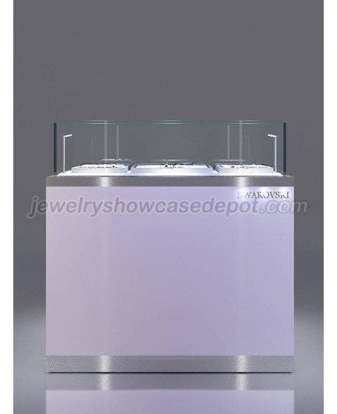Mostrador de sala de exposición de joyería blanca y plateada de lujo a la venta