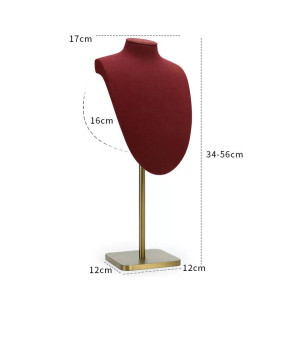 新しいレッドベルベットジュエリーネックレスディスプレイスタンド