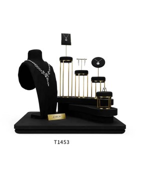 Nieuwe zwart fluwelen sieradenvitrine-displaysets te koop