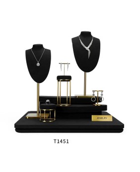 New Black Velvet Jewelry Showcase Display Set