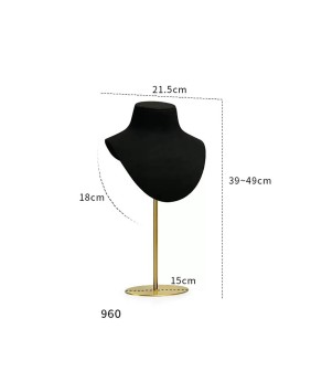 New Luxury Gold Metal Black Velvet Necklace Display Stand