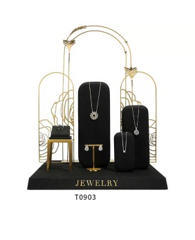Novo conjunto de exibição de joias de veludo preto premium para venda