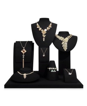 Premium Black Velvet Jewelry Display Set For Sale