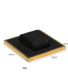 Nouveau plateau d'affichage de bracelet de luxe en velours noir avec bordure dorée
