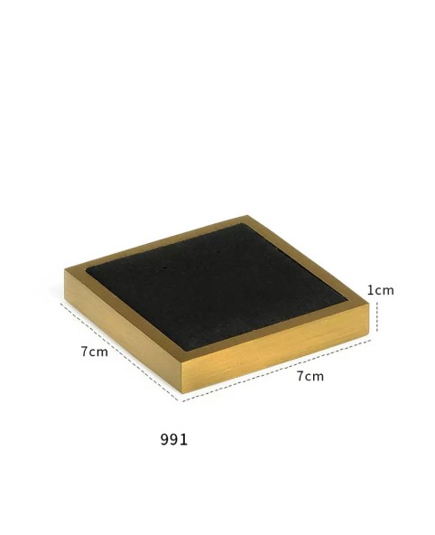 Luxuriöses neues Ohrring-Display-Tablett aus schwarzem Samt mit Goldbesatz