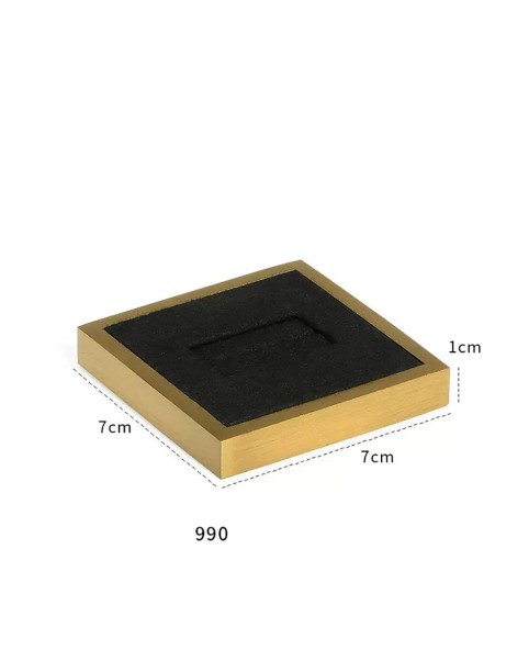 Роскошный новый черный бархатный поднос для показа колец с золотой отделкой