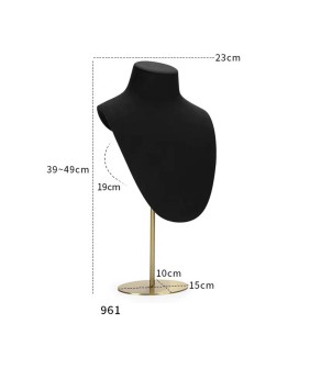 Роскошный черный бархатный ювелирный дисплей для ожерелья, подставка для бюста