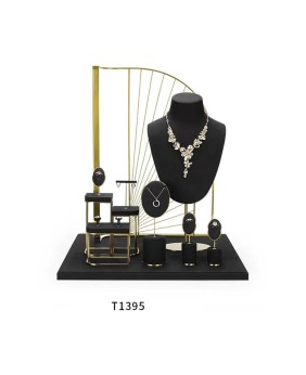 Luxe nieuwe retail zwart fluwelen sieradendisplayset