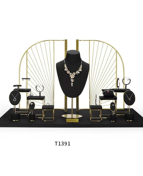 Luxe detailhandel zwart fluwelen sieraden etalageset te koop