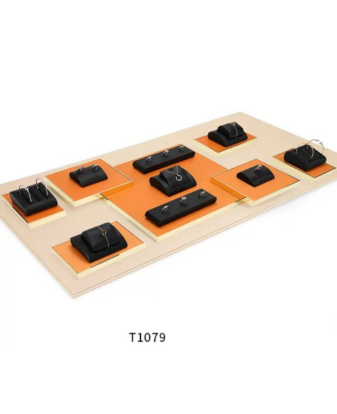 Новый розничный набор витрин для ювелирных изделий оранжевого и черного цвета