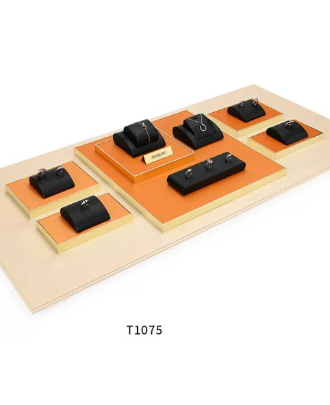 Новый набор витрин для ювелирных изделий премиум-класса оранжевого и черного цвета