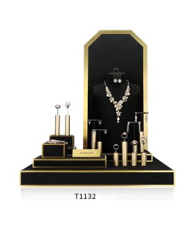 Novo conjunto de exibição de joias de veludo preto de varejo de luxo para venda