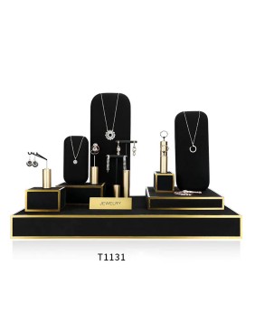 Novo conjunto de exibição de joias de veludo preto de varejo para venda