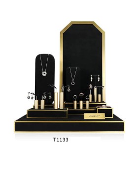 Conjunto de exibição de joias de veludo preto de varejo premium