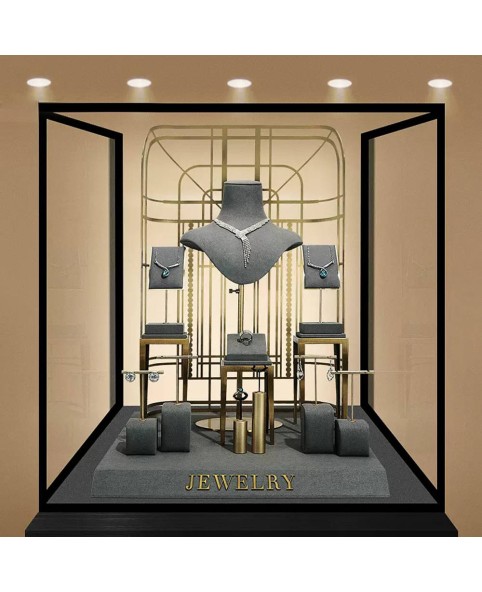Роскошная новая темно-серая бархатная подставка для ювелирных изделий и ожерелья