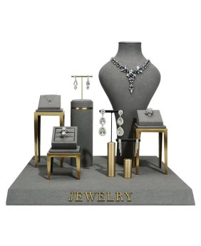 Luxury New Dark Gray Velvet Jewelry Necklace Display Bust