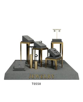 Luxury New Dark Gray Velvet Jewelry Display Set