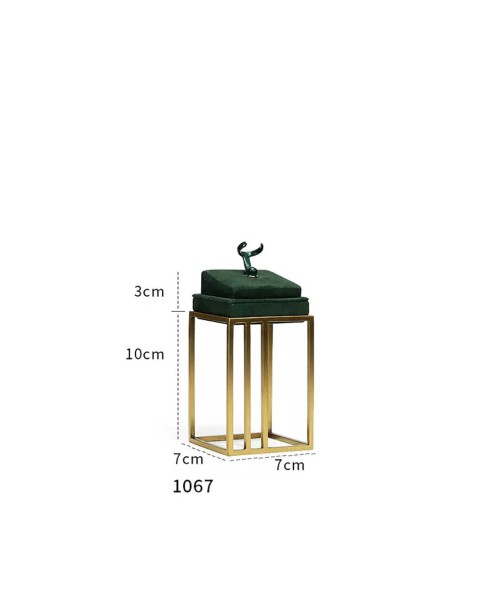 Роскошный золотой металлический темно-зеленый бархатный стенд для показа колец