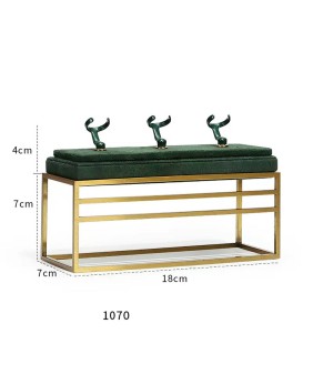 Novo suporte de exibição de anel de veludo verde escuro de metal dourado