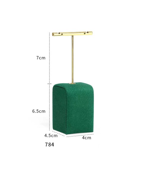 Роскошная подставка для сережек с золотым металлом и зеленым бархатом
