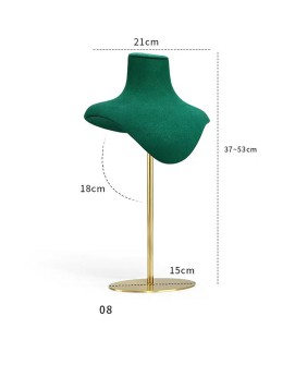 Luxury Gold Metal Green Velvet Jewelry Necklace Display Stand