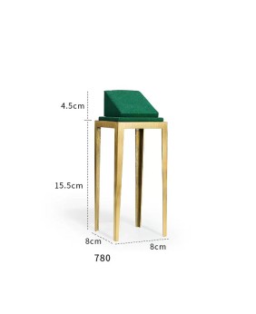 Luksusowy złoty metalowy zielony aksamitny stojak na naszyjniki