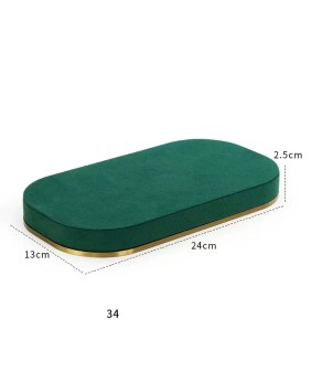 New Gold Retail Gold Metal Green Velvet Jewelry Display Tray
