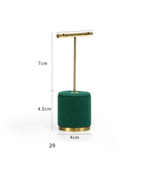 Nowy złoty detaliczny złoty metalowy zielony aksamitny stojak na kolczyki z biżuterią