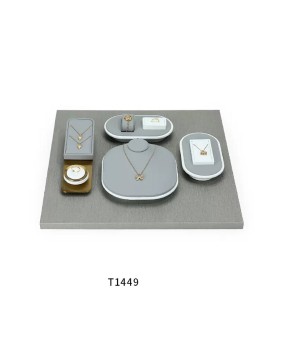 Light Gray Velvet Jewelry Display Tray Set